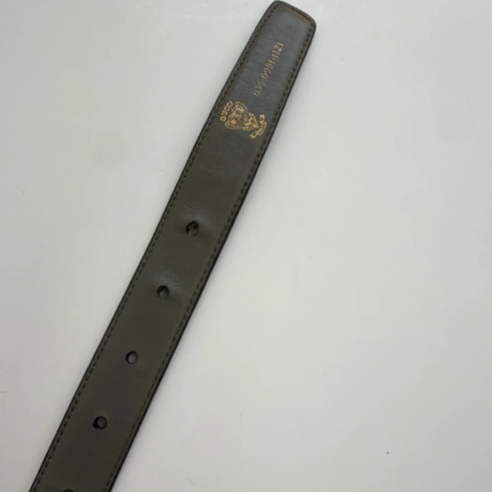 Gucci Reversible Leather Belt GG Gold Buckle Green Burgundy 36 036-0901-1121